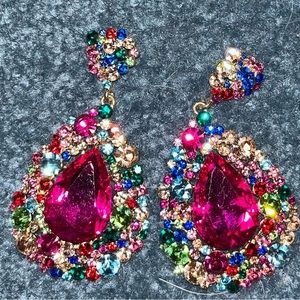 Rainbow statement earrings